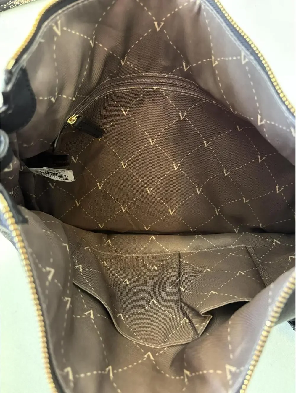 Vince Camuto Black Leather Hobo Shoulder Bag Tassel Gold Hardware